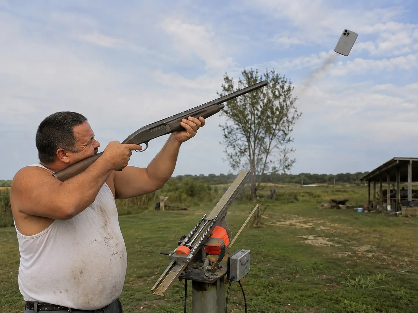 Four Oaks man shooting iPhone from skeet launcher