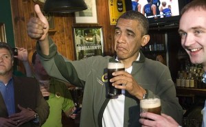 President Obama gives Vice President Biden his approval on the beer.