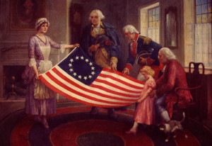 Betsy Ross sewed the original flag of for rebel George Washington.