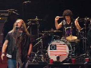 Colonial rock band Lynyrd Skynyrd, never known for their  political correctness has been known to flaunt the Ross flag at concerts as their fans ROCK like it's 1799.
